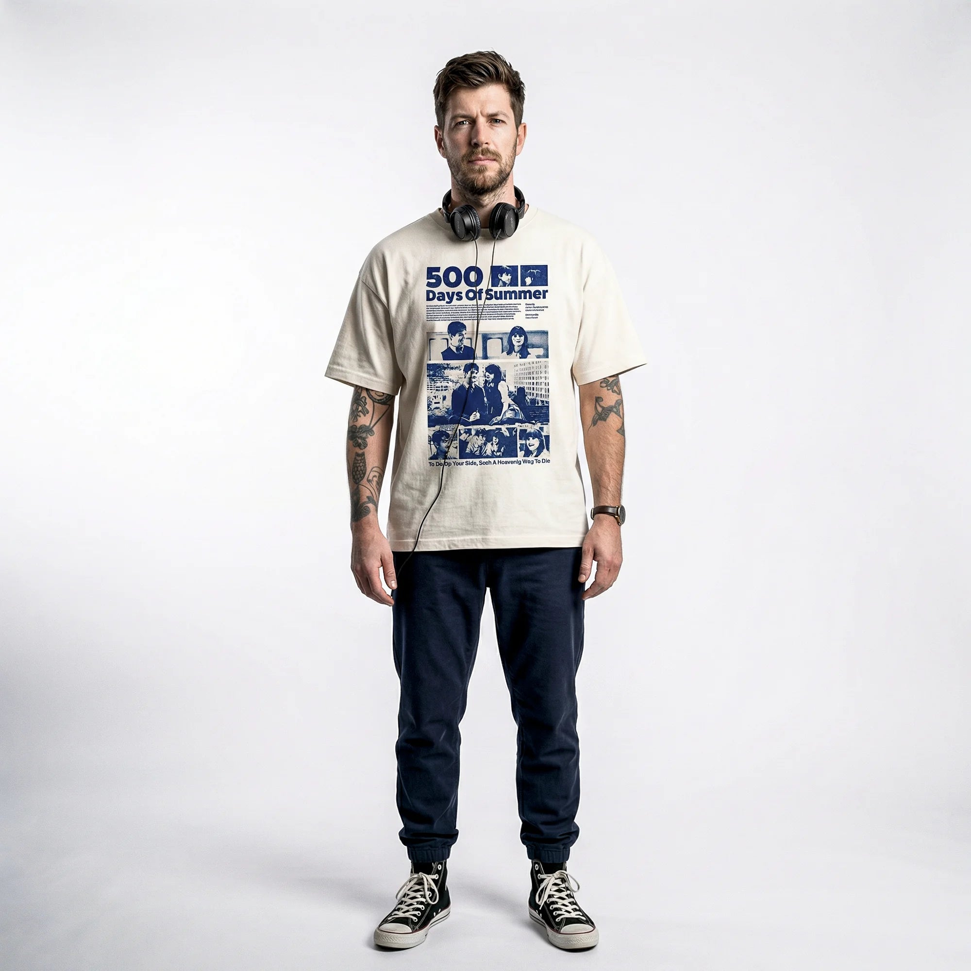 Camiseta Oversized 500days Masculina Off-White
