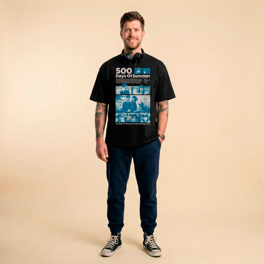 Camiseta Oversized 500 Days of Summer Masculina Preto