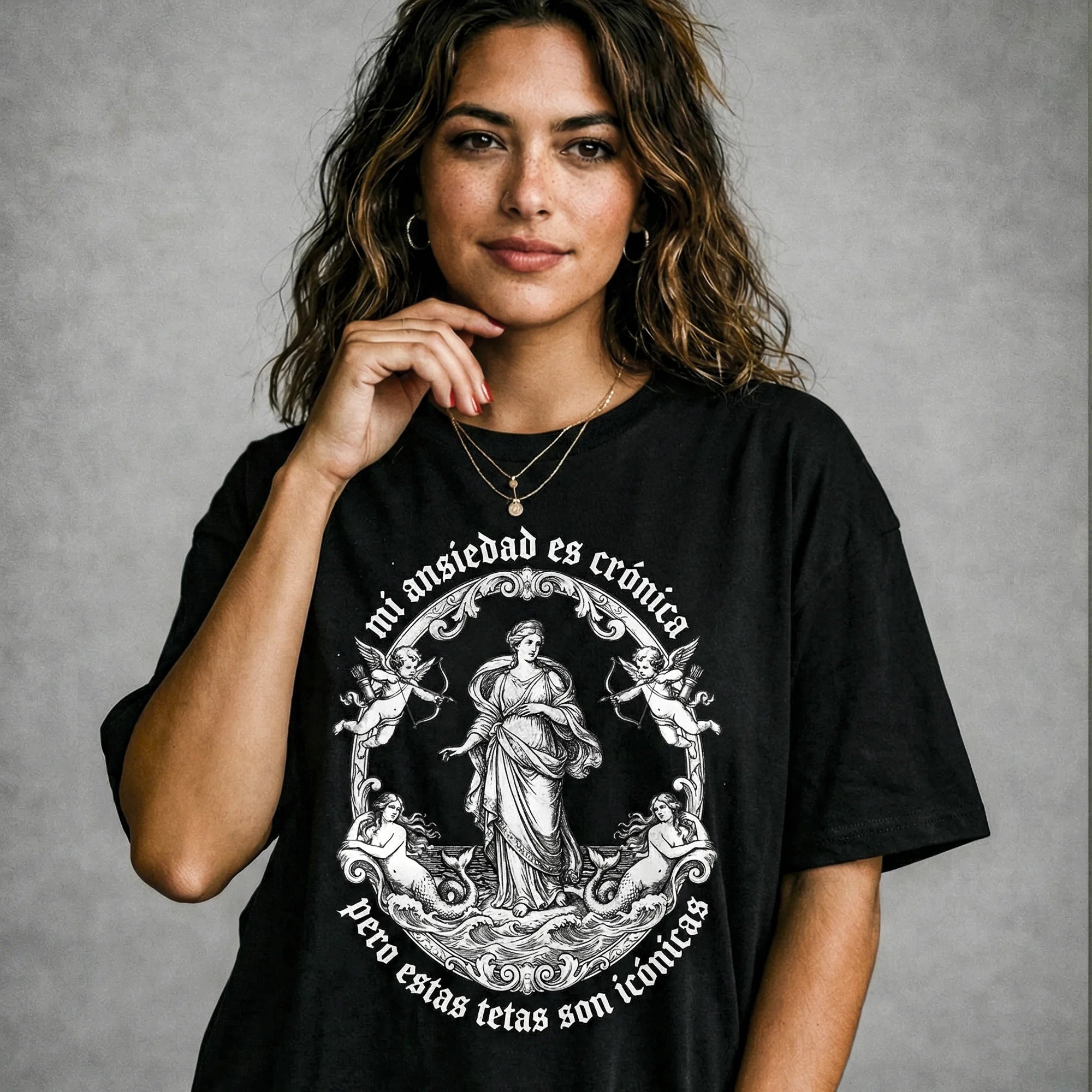 Camiseta Oversized ANSIEDAD Feminina Preto
