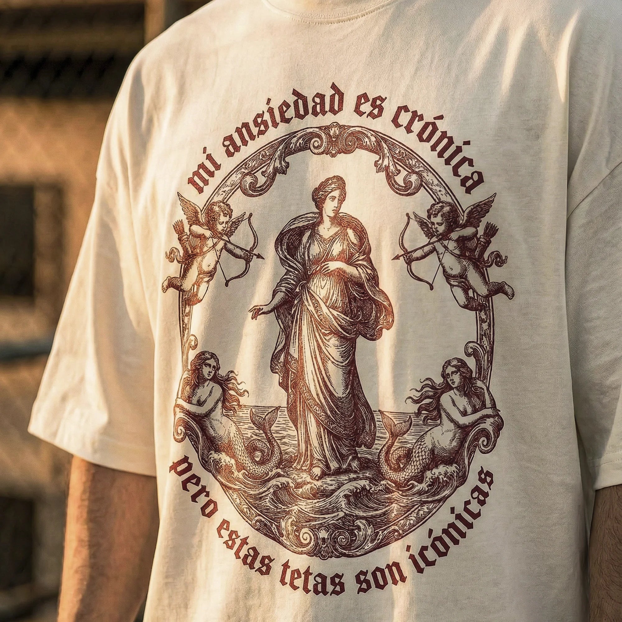 Camiseta Oversized ANSIEDAD Masculina Off-White