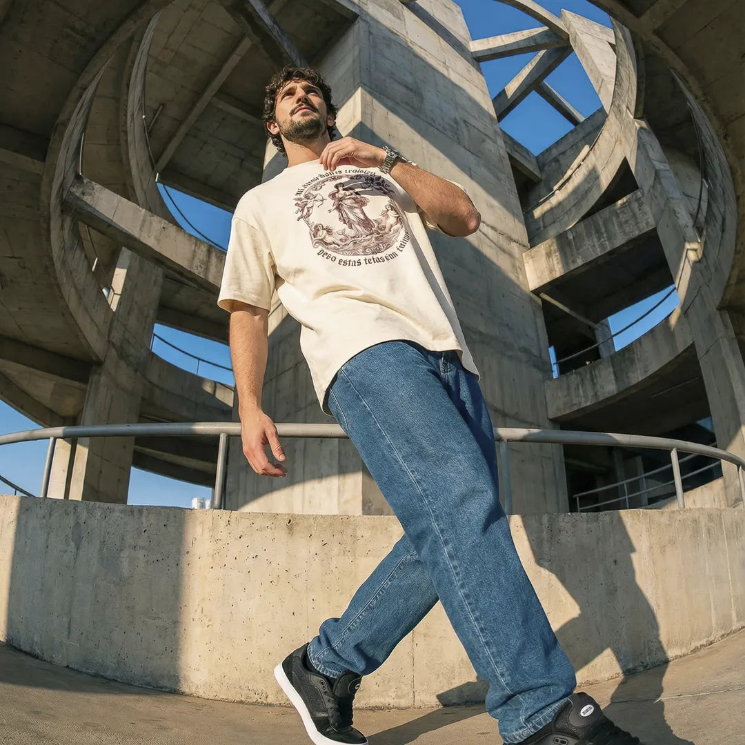 Camiseta Oversized Mi Ansiedad Es Crónica Masculina Off-White