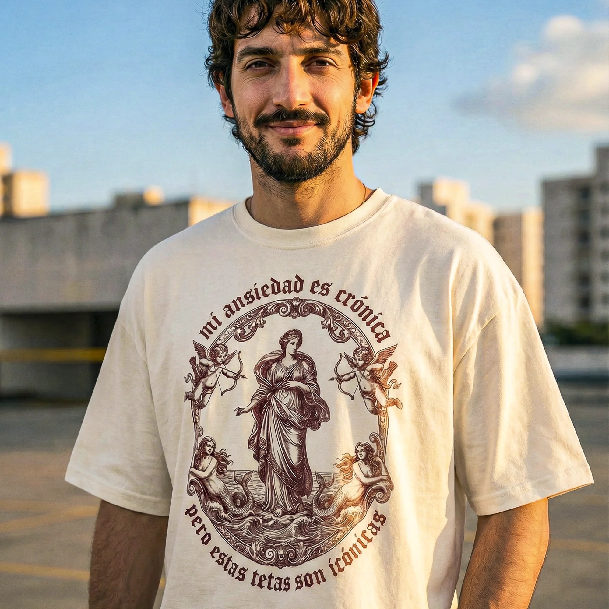 Camiseta Oversized ANSIEDAD Masculina Off-White
