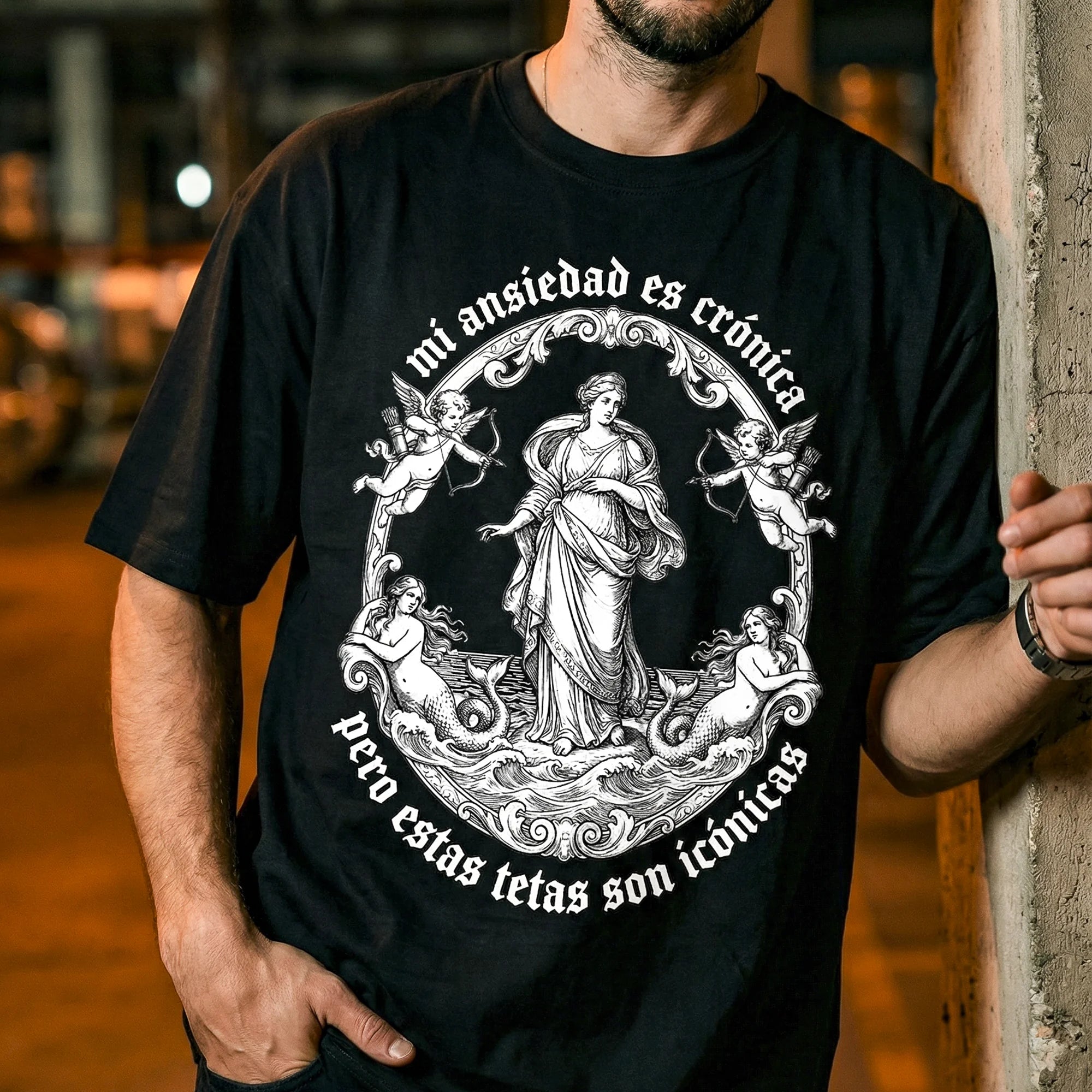 Camiseta Oversized ANSIEDAD Masculina Preto