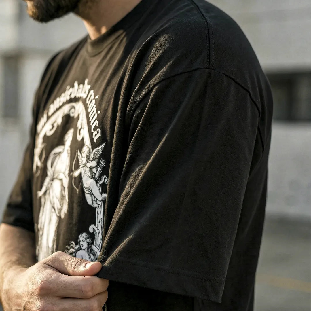 Camiseta Oversized Mi Ansiedad Es Crónica Masculina Preto