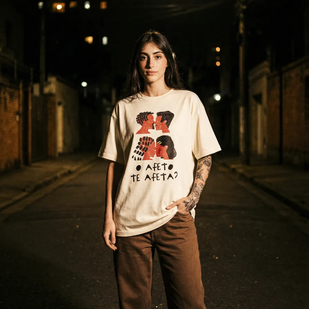 Camiseta Oversized O Afeto Te Afeta? Feminina Off-White