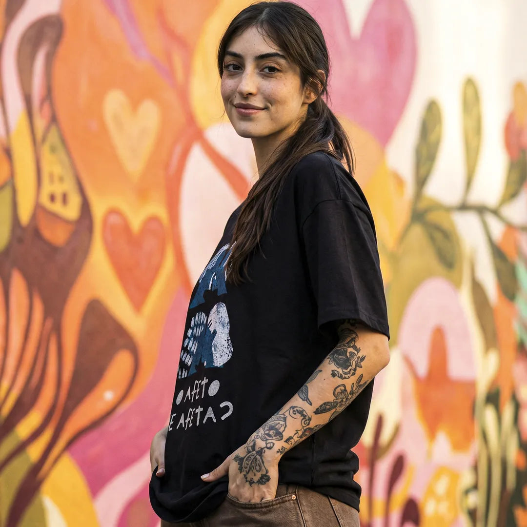 Camiseta Oversized O Afeto Te Afeta? Feminina Preto