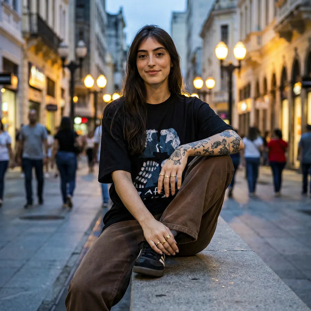 Camiseta Oversized O Afeto Te Afeta? Feminina Preto