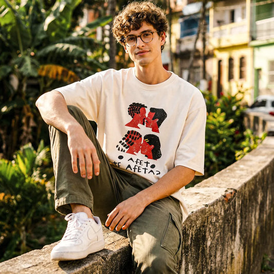 Camiseta Oversized O Afeto Te Afeta? Masculina Off-White