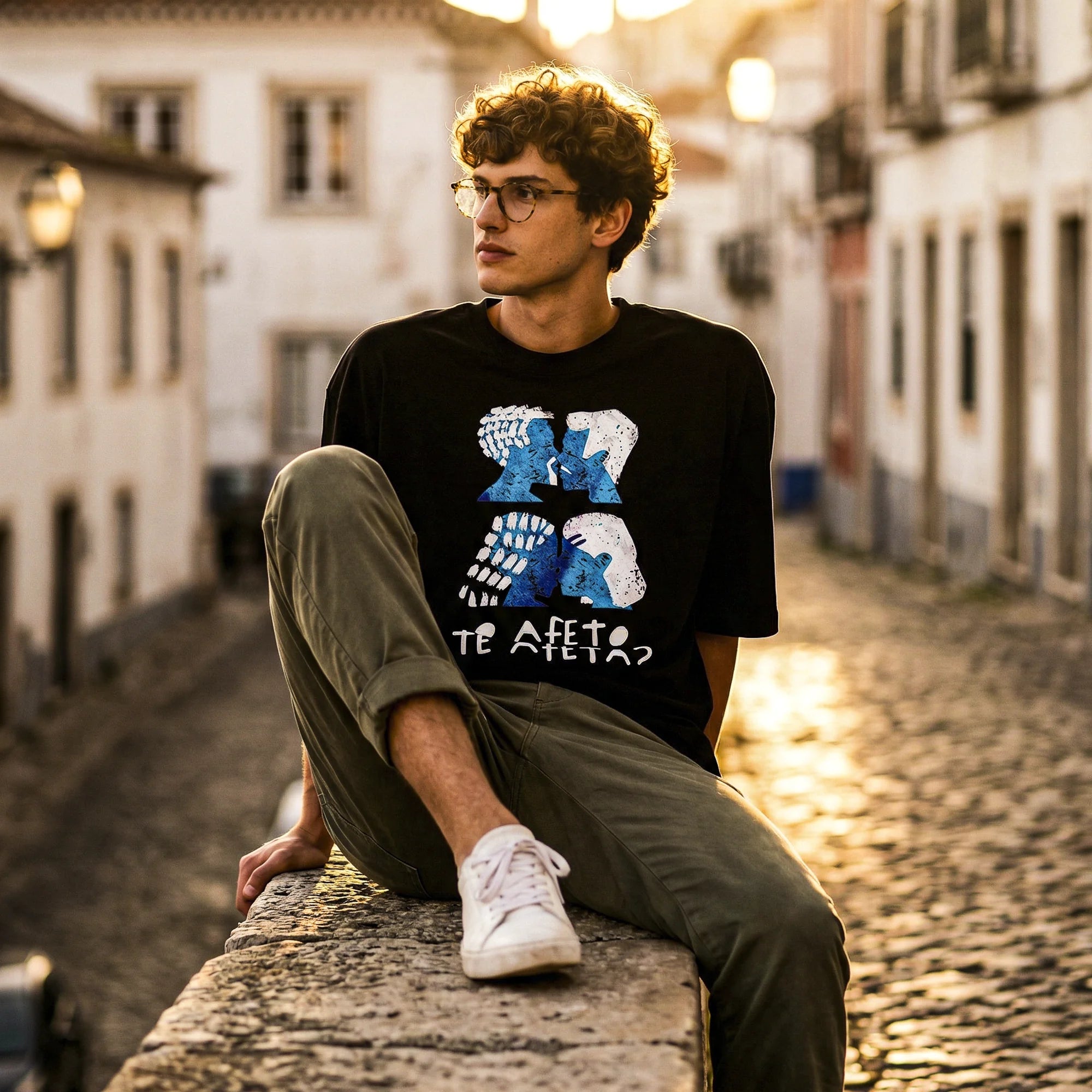 Camiseta Oversized Afeto Masculina Preto