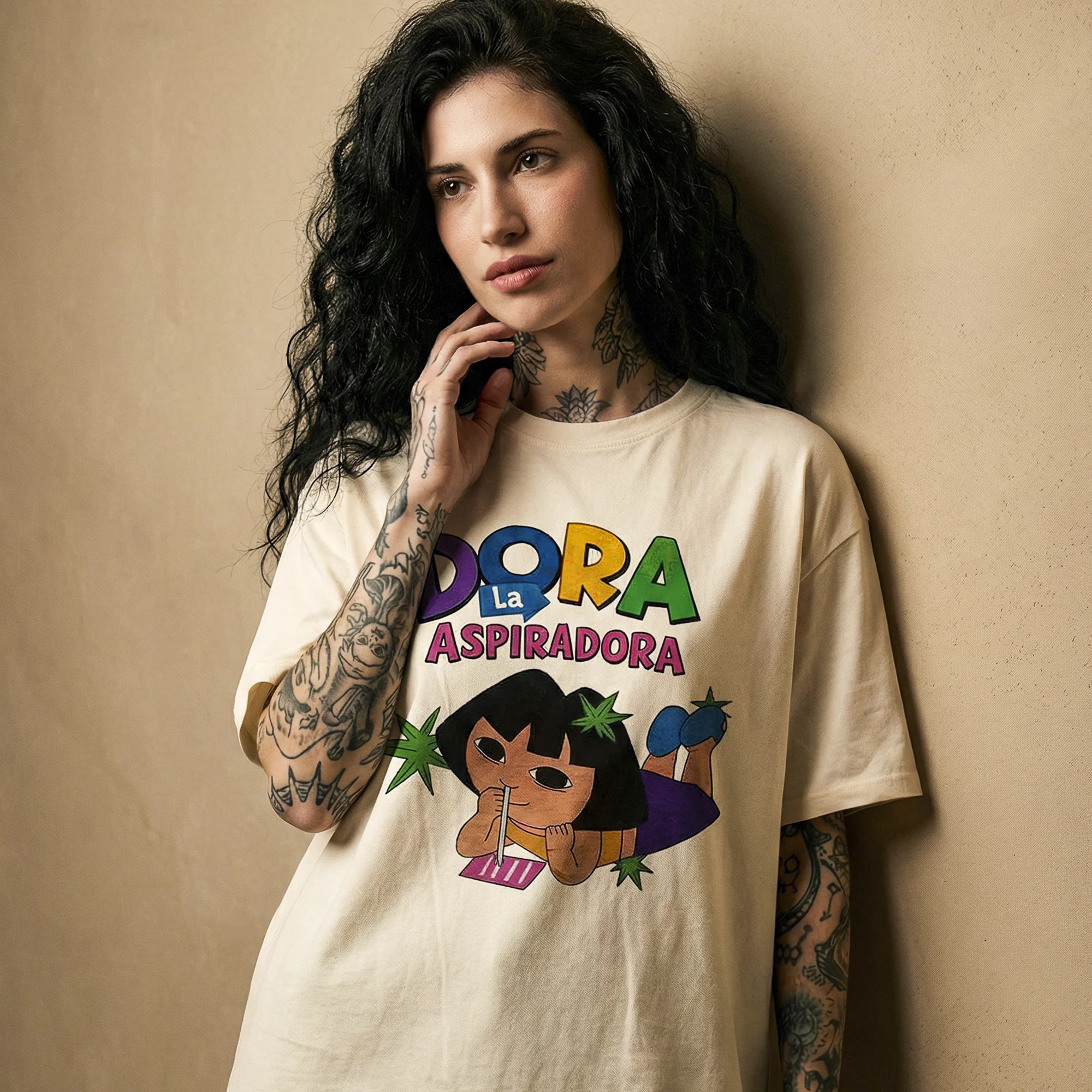 Camiseta Oversized Dora Feminina Off-White