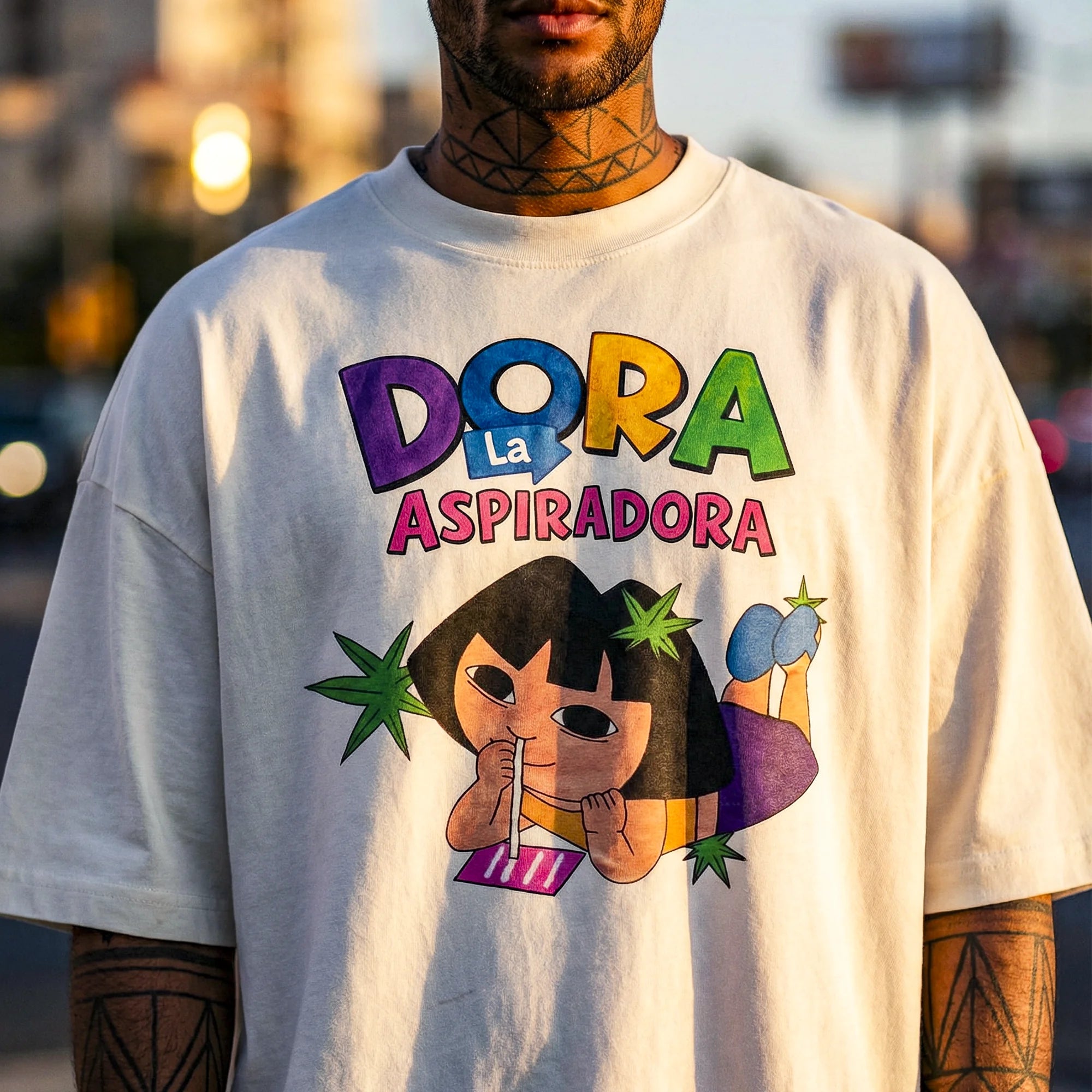 Camiseta Oversized Dora Masculina Off-White