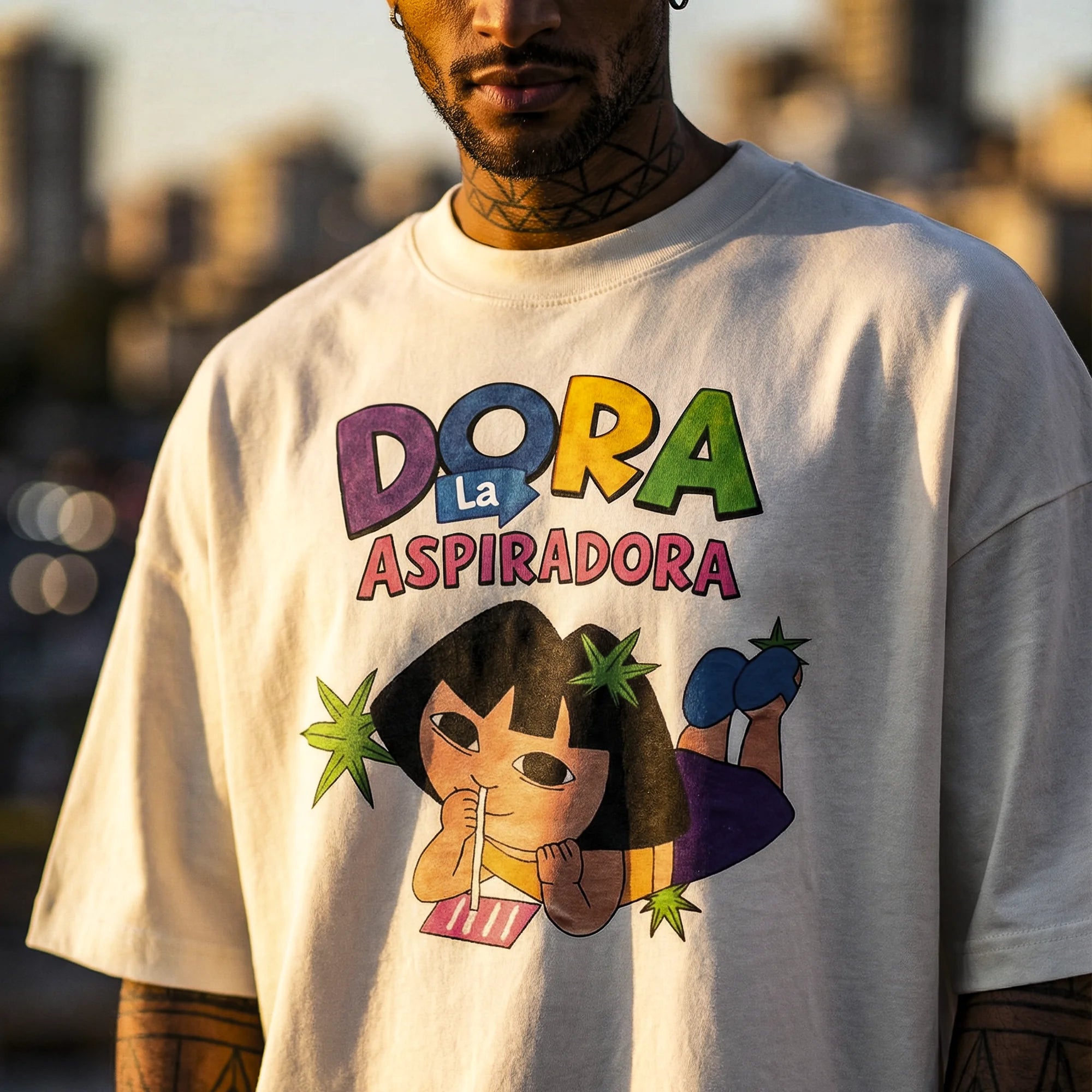 Camiseta Oversized Dora Masculina Off-White