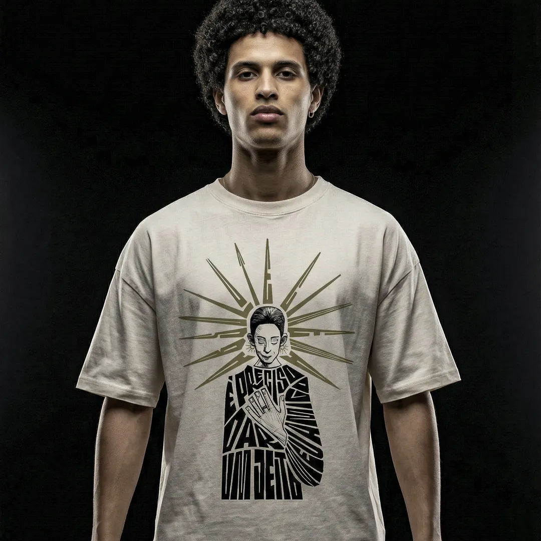 Camiseta Oversized É Preciso Dar Um Jeito Masculina Off-White