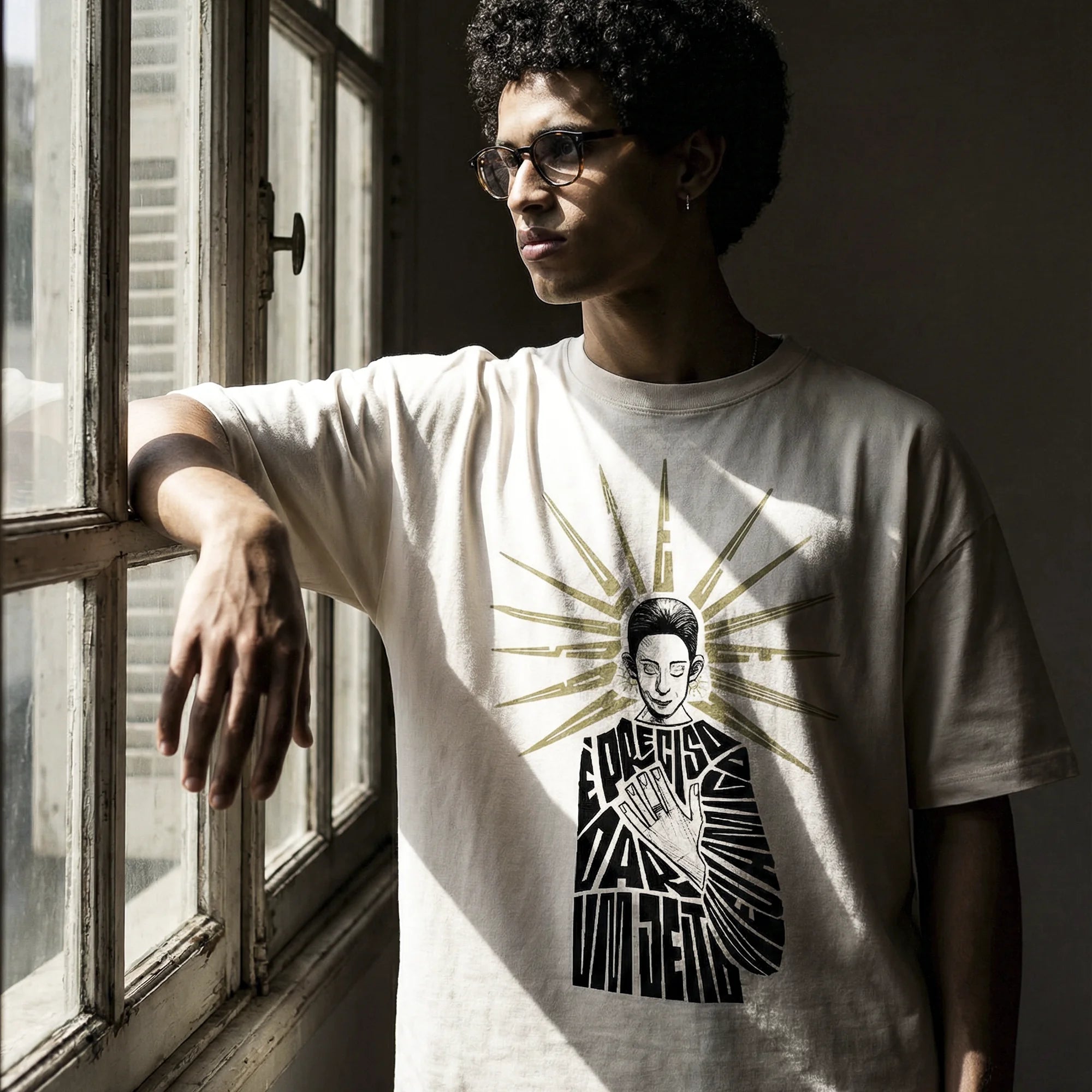 Camiseta Oversized EPRECISO Masculina Off-White