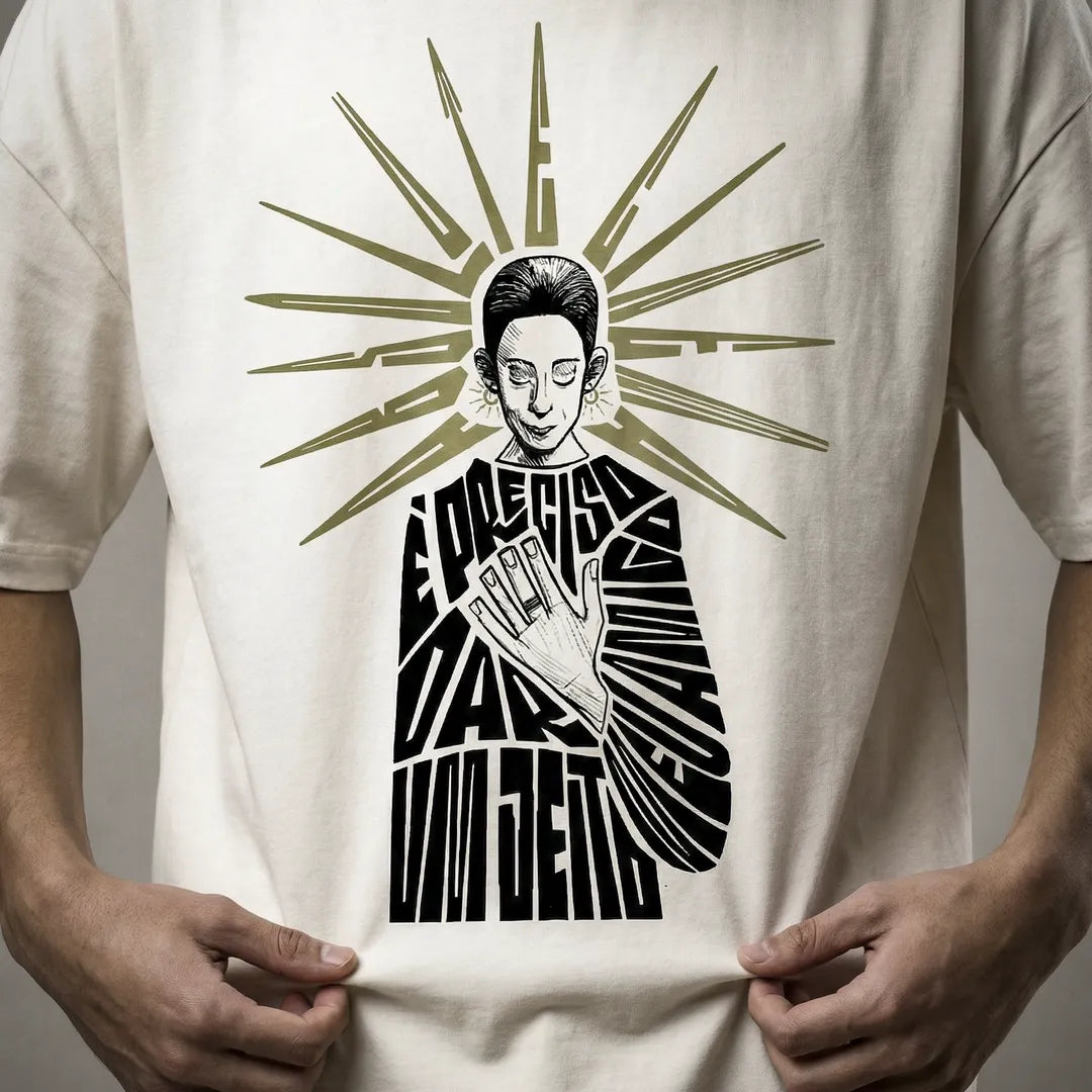 Camiseta Oversized É Preciso Dar Um Jeito Masculina Off-White