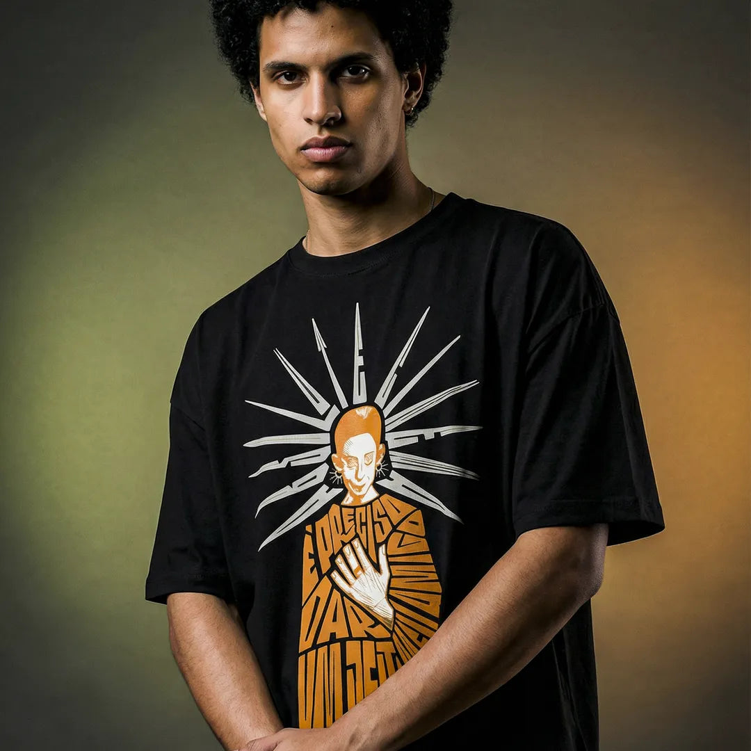 Camiseta Oversized É Preciso Dar Um Jeito Masculina Preto