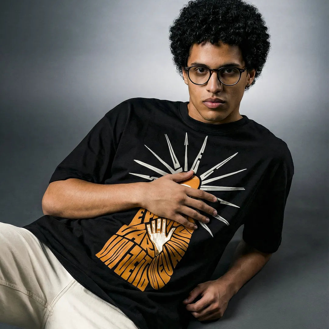 Camiseta Oversized É Preciso Dar Um Jeito Masculina Preto