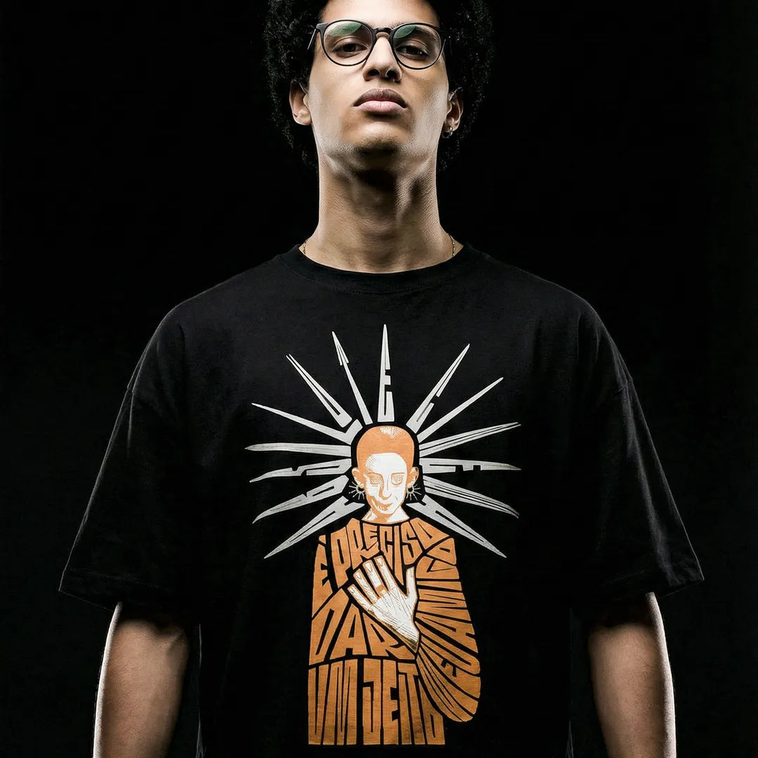 Camiseta Oversized É Preciso Dar Um Jeito Masculina Preto