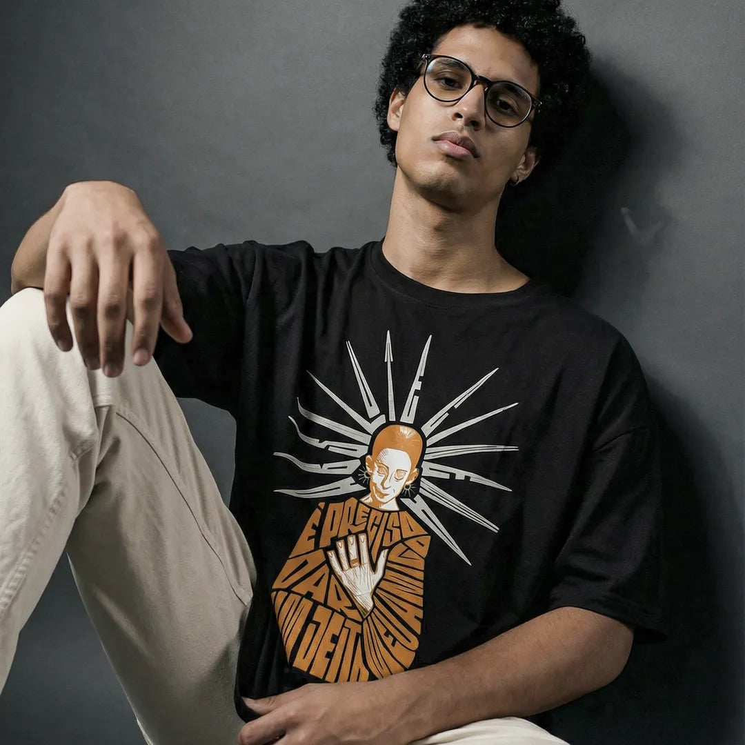 Camiseta Oversized É Preciso Dar Um Jeito Masculina Preto