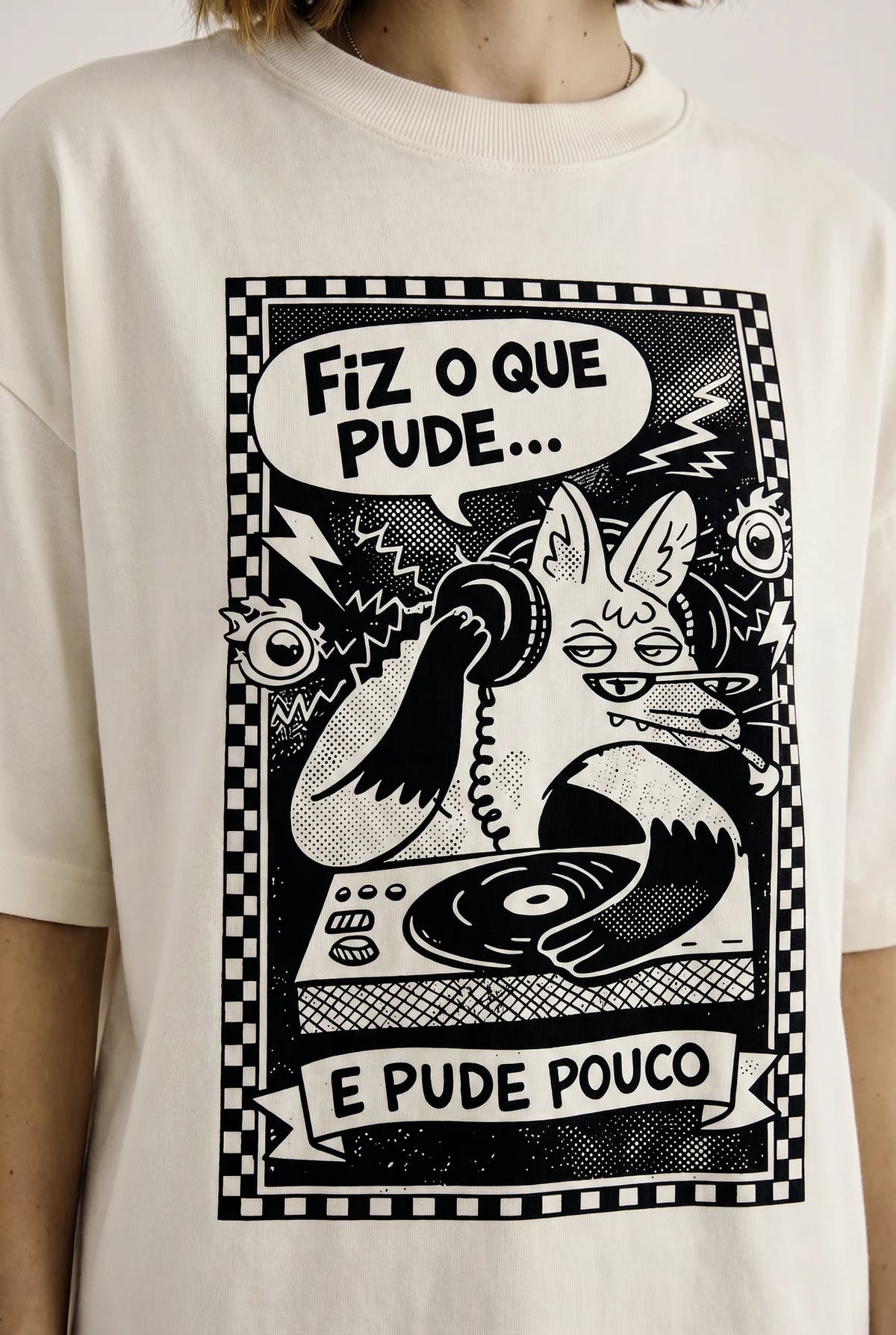 Camiseta Oversized Fiz o Que Pude e Pude Pouco - Feminina