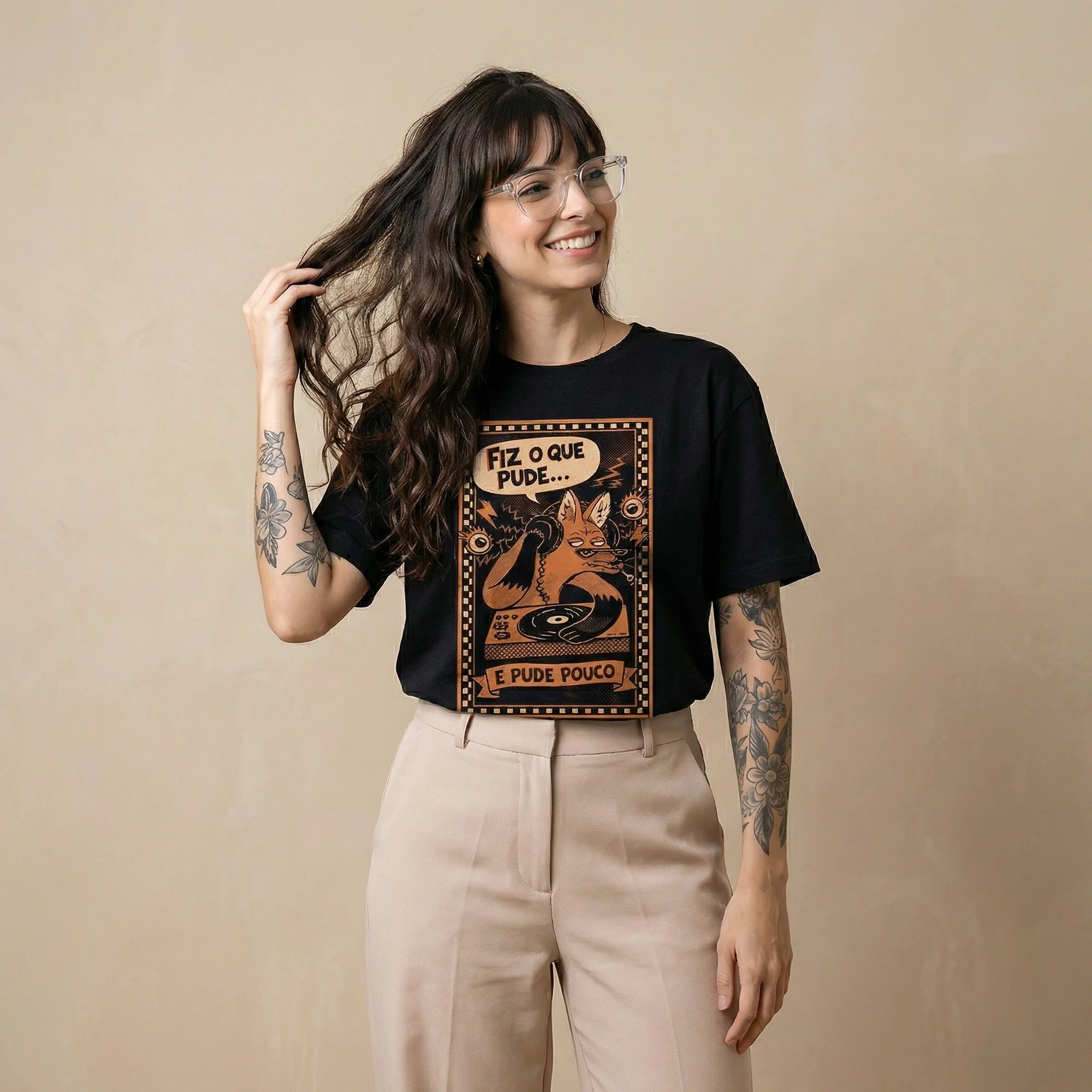 Camiseta Oversized FIZ-O-QUE-PUDE Feminina Preto