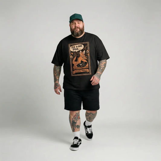 Camiseta Oversized Fiz o Que Pude e Pude Pouco Masculina Preto