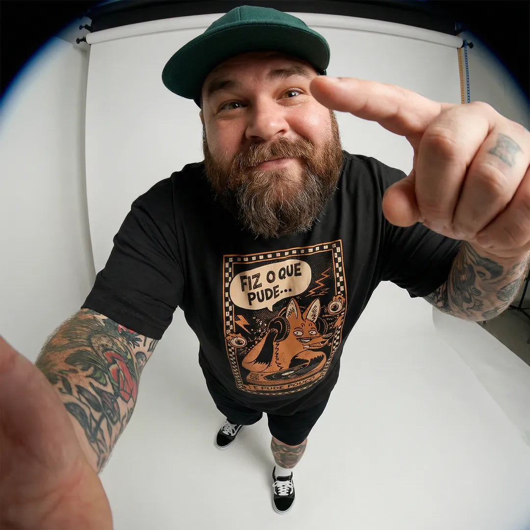 Camiseta Oversized Fiz o Que Pude e Pude Pouco Masculina Preto