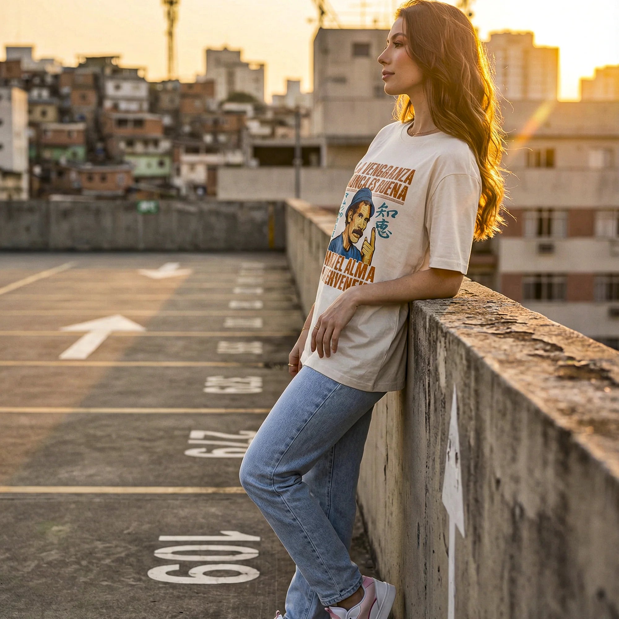 Camiseta Oversized LAVENGANZA Feminina Off-White
