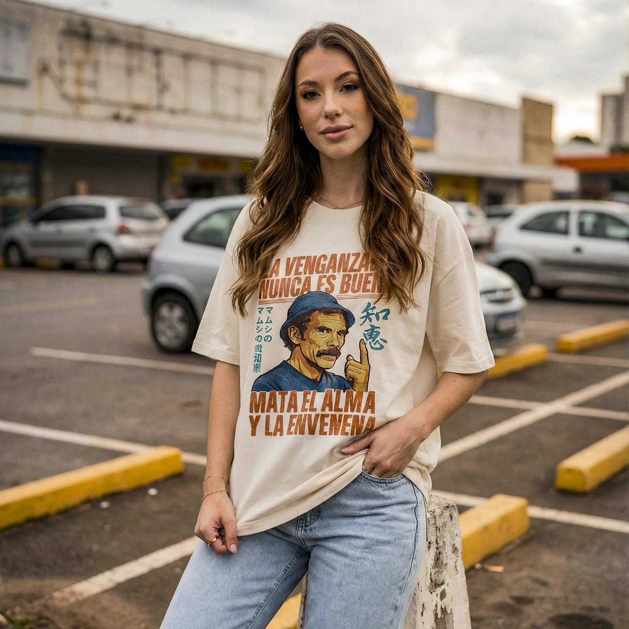 Camiseta Oversized LAVENGANZA Feminina Off-White