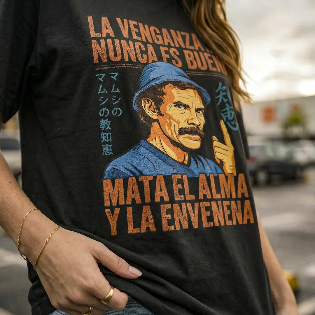 Camiseta Oversized La Venganza Nunca Es Buena Feminina Preto