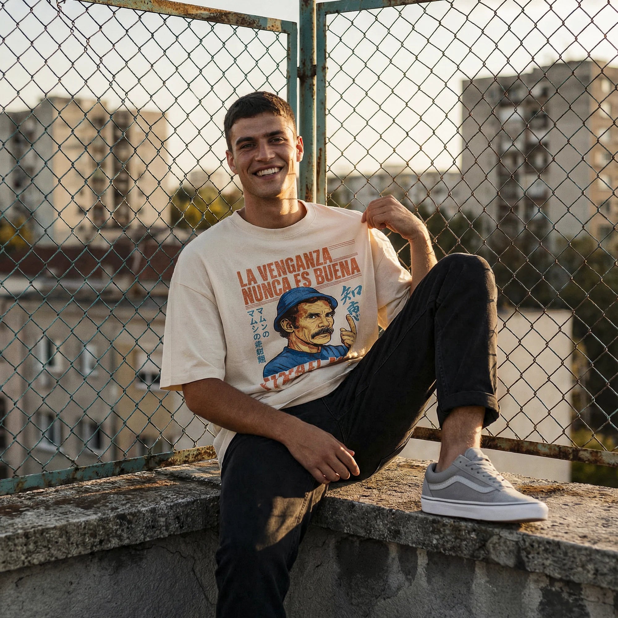 Camiseta Oversized LAVENGANZA Masculina Off-White