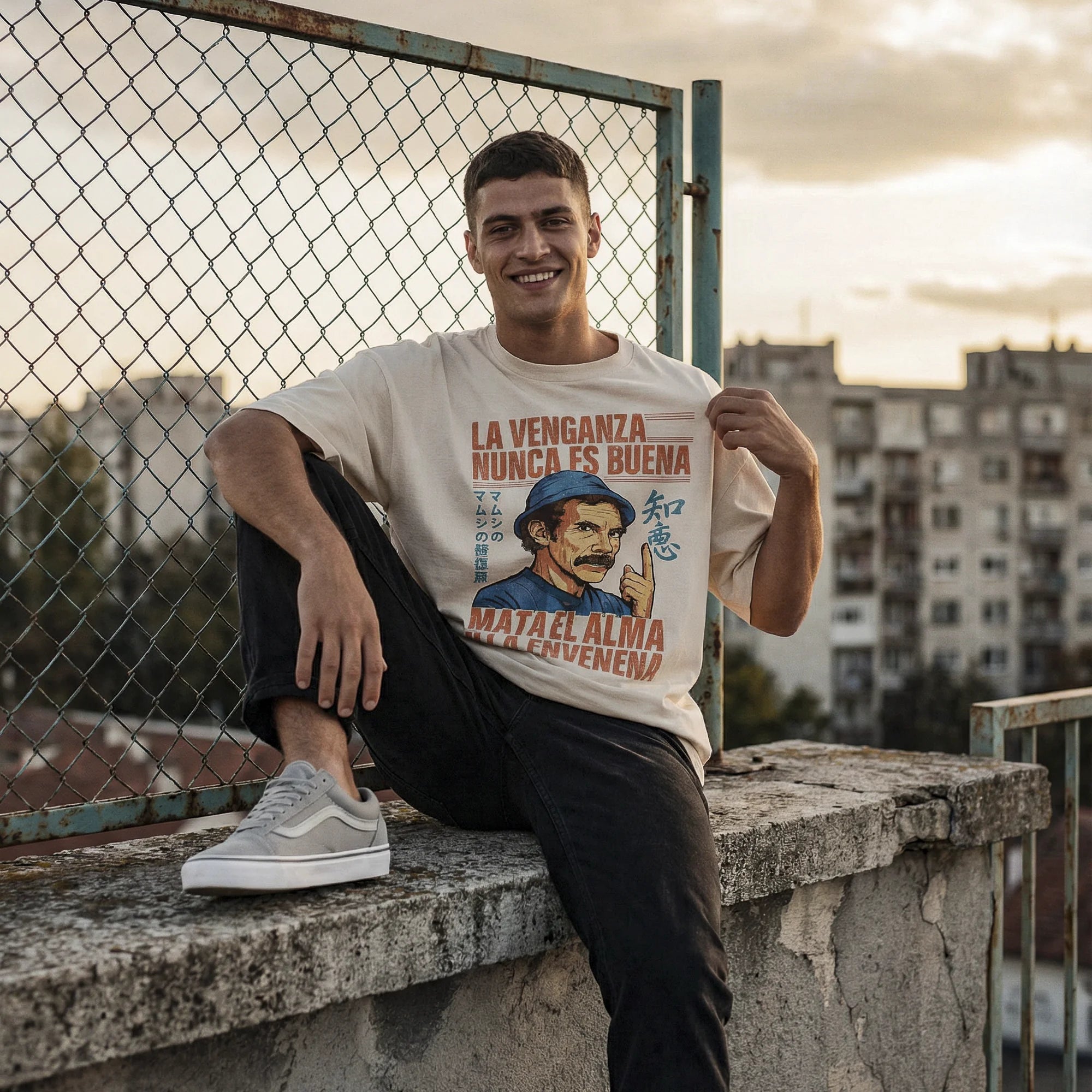 Camiseta Oversized LAVENGANZA Masculina Off-White