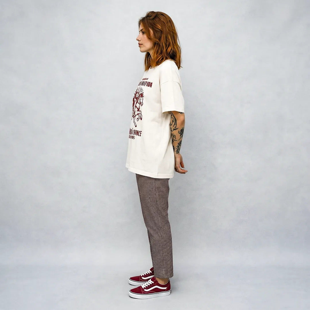 Camiseta Oversized Mijo, Acuérdese de Morir Feminina Off-White