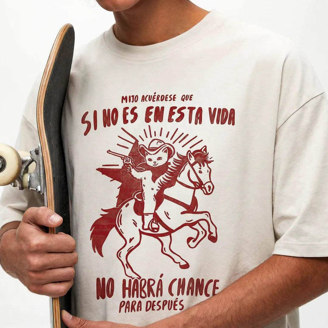 Camiseta Oversized Mijo, Acuérdese de Morir Masculina Off-White