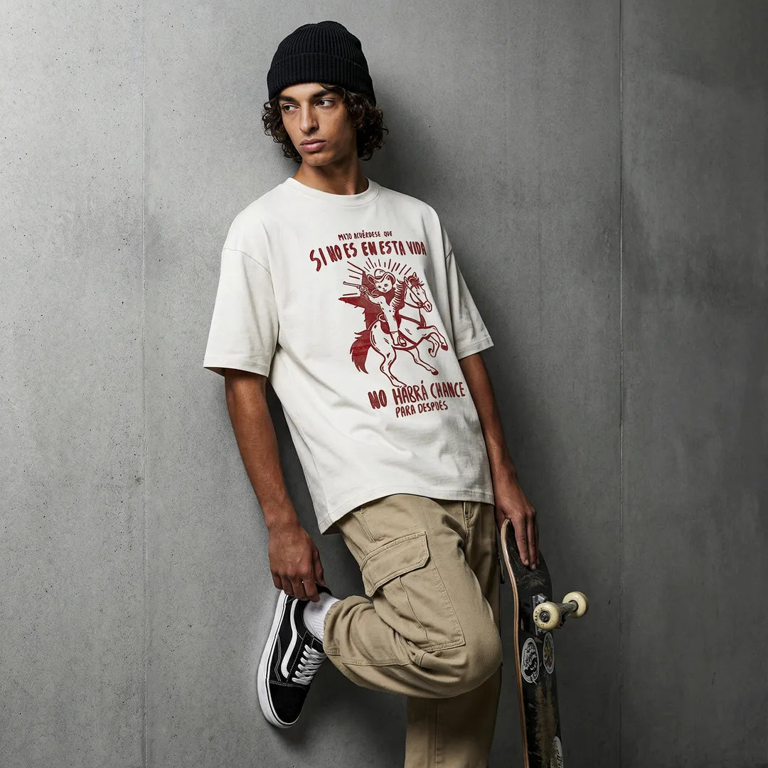 Camiseta Oversized Mijo, Acuérdese de Morir Masculina Off-White