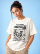 Camiseta Oversized Maratona Fuga Fiscal Feminina Off-White
