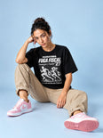 Camiseta Oversized Maratona Fuga Fiscal Feminina Preto
