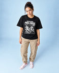 Camiseta Oversized Maratona Fuga Fiscal Feminina Preto