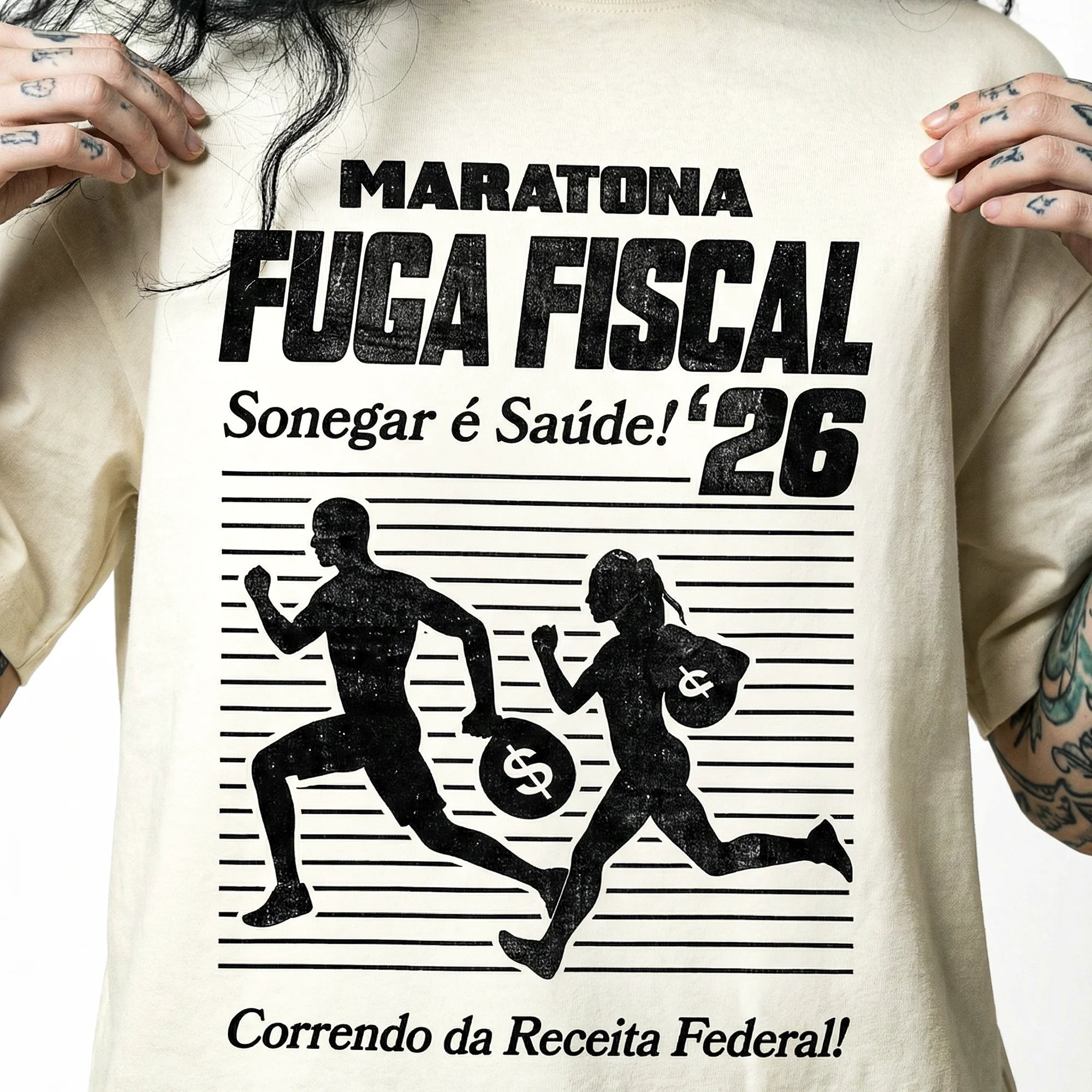 Camiseta Oversized MaratonaFiscal Feminina Off-White