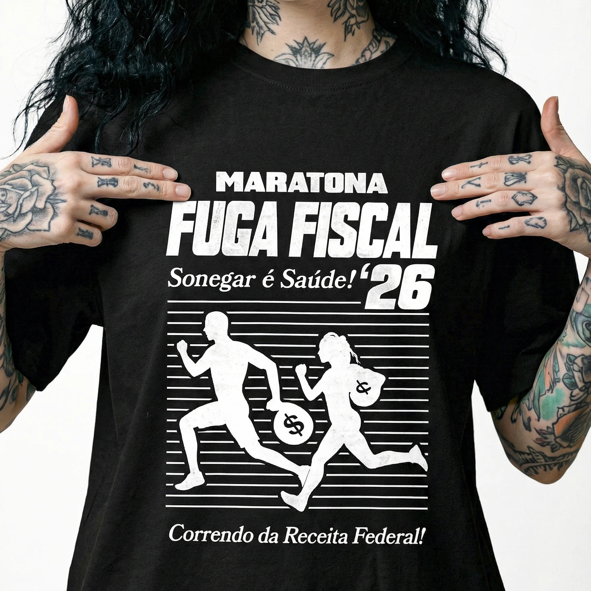 Camiseta Oversized MaratonaFiscal Feminina Preto