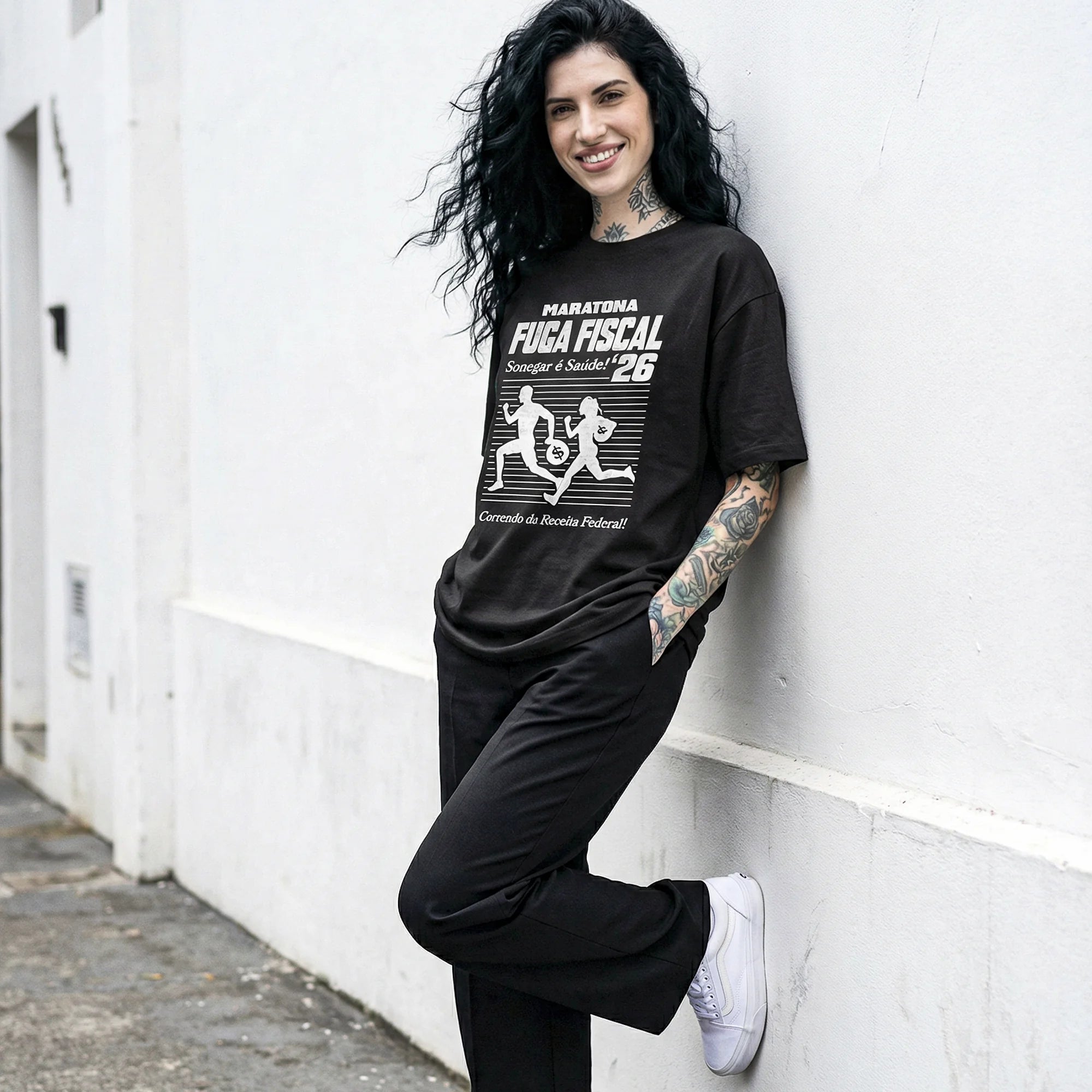 Camiseta Oversized MaratonaFiscal Feminina Preto
