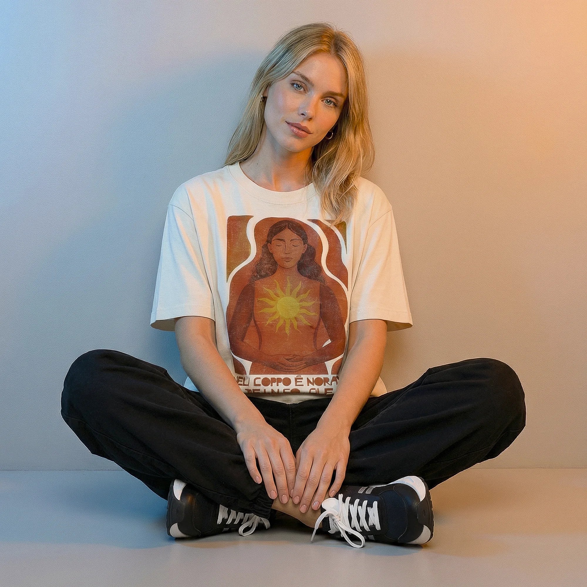 Camiseta Oversized MeuCorpo Feminina Off-White
