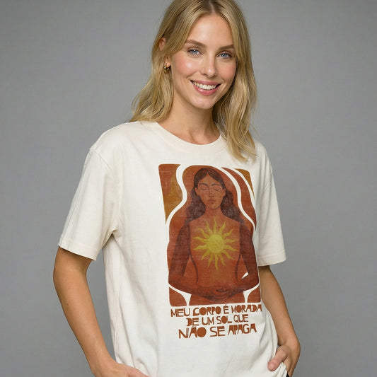 Camiseta Oversized MeuCorpo Feminina Off-White