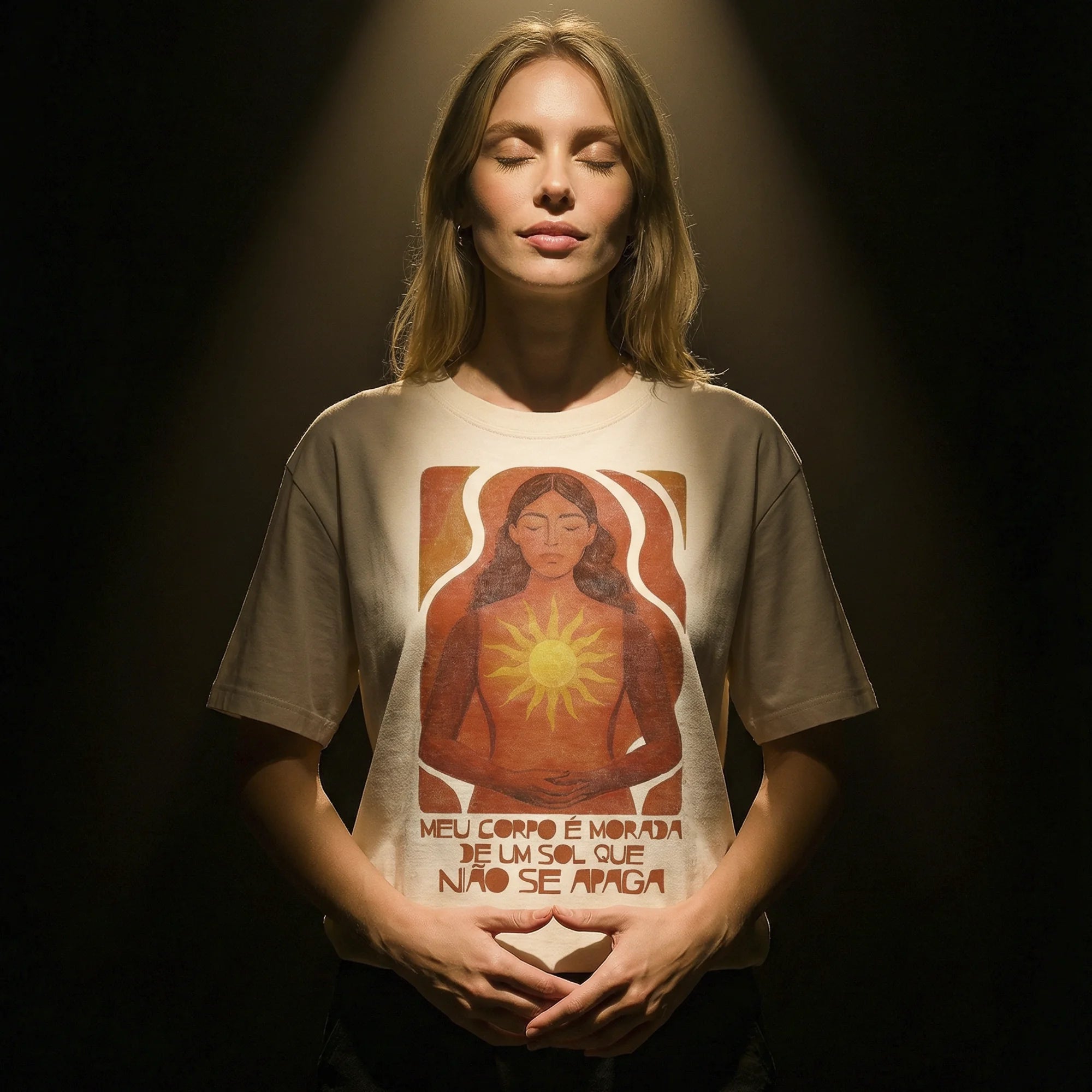 Camiseta Oversized MeuCorpo Feminina Off-White
