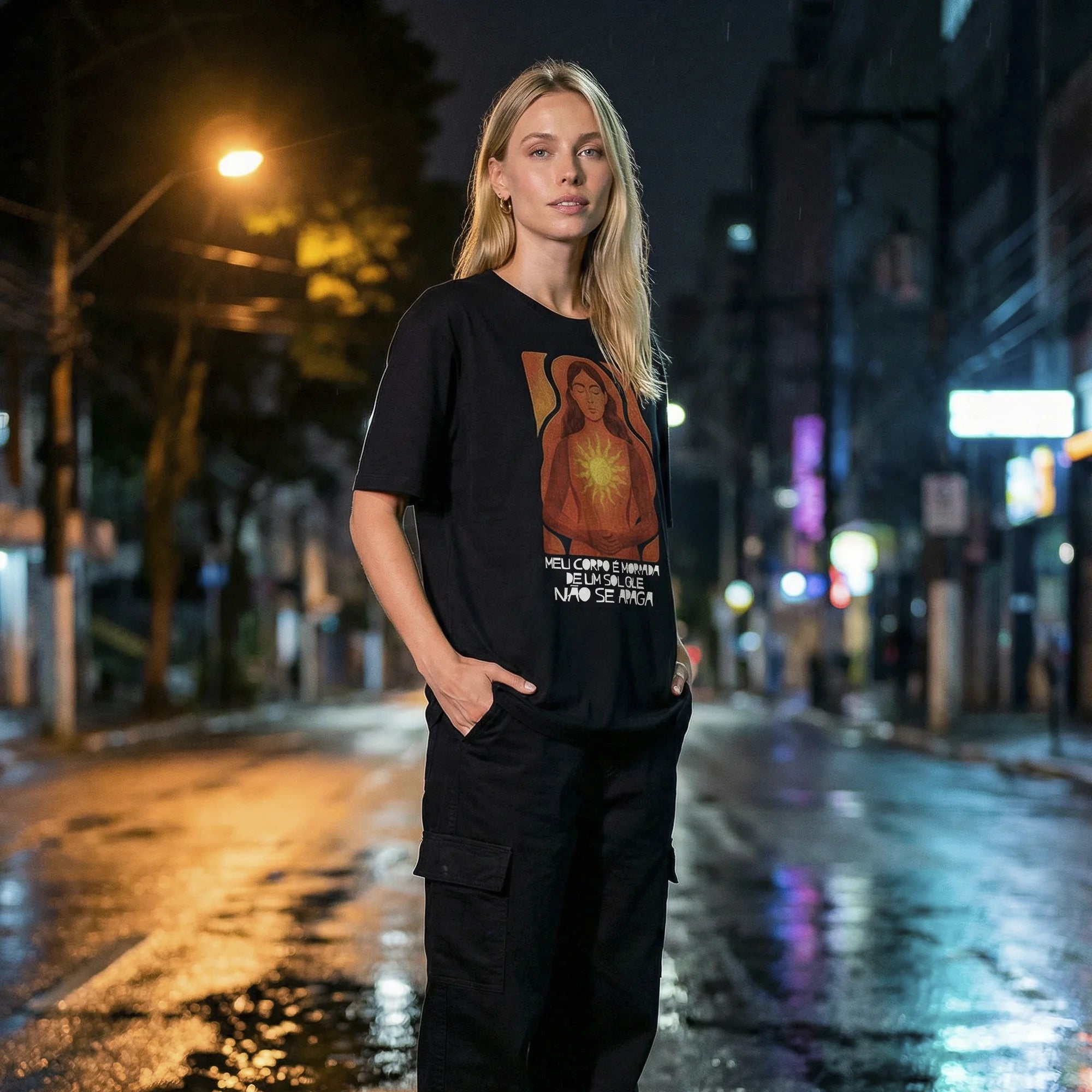 Camiseta Oversized MeuCorpo Feminina Preto