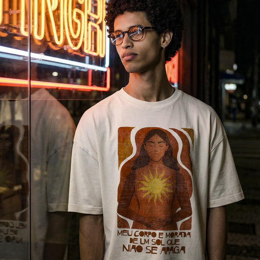 Camiseta Oversized MeuCorpo Masculina Off-White
