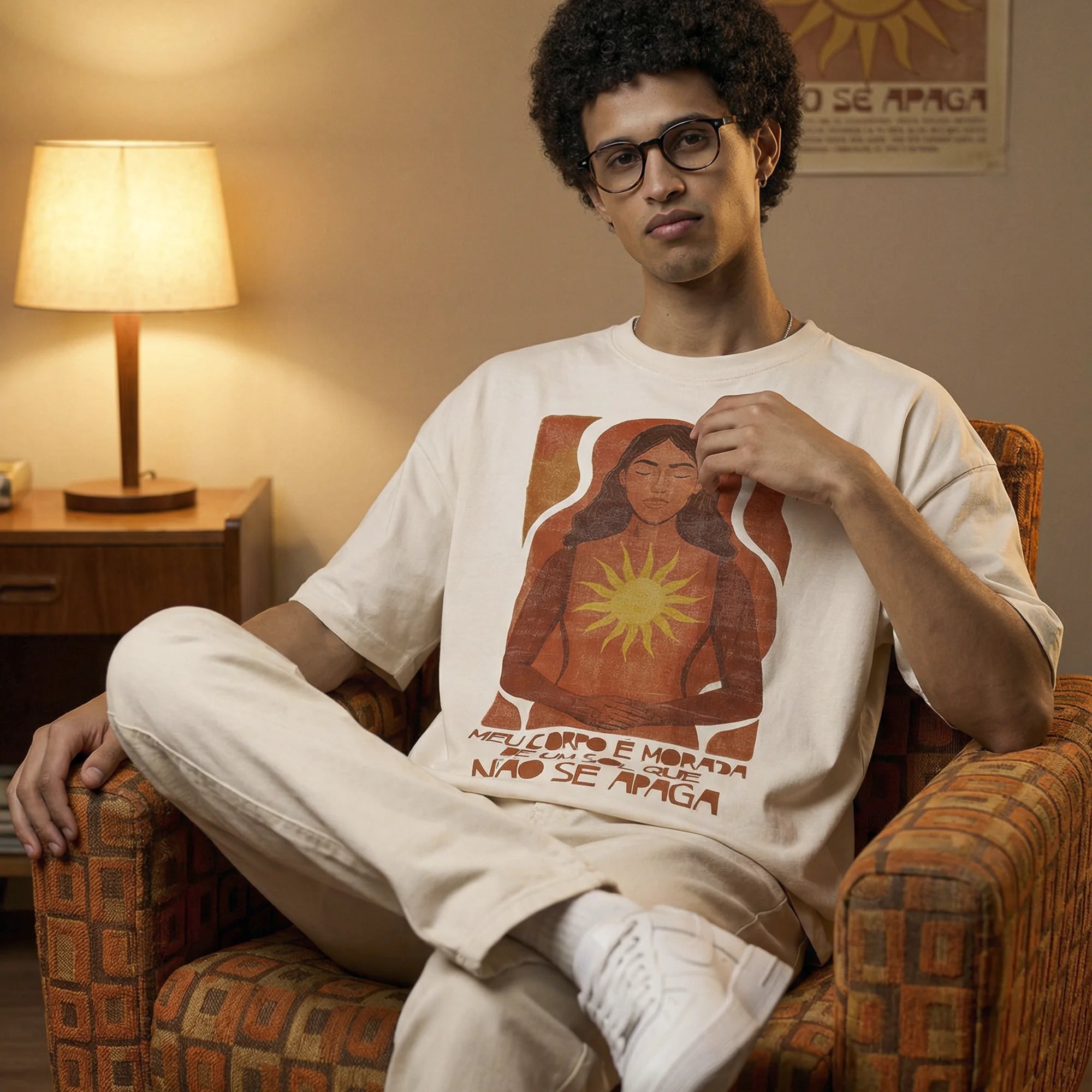 Camiseta Oversized MeuCorpo Masculina Off-White