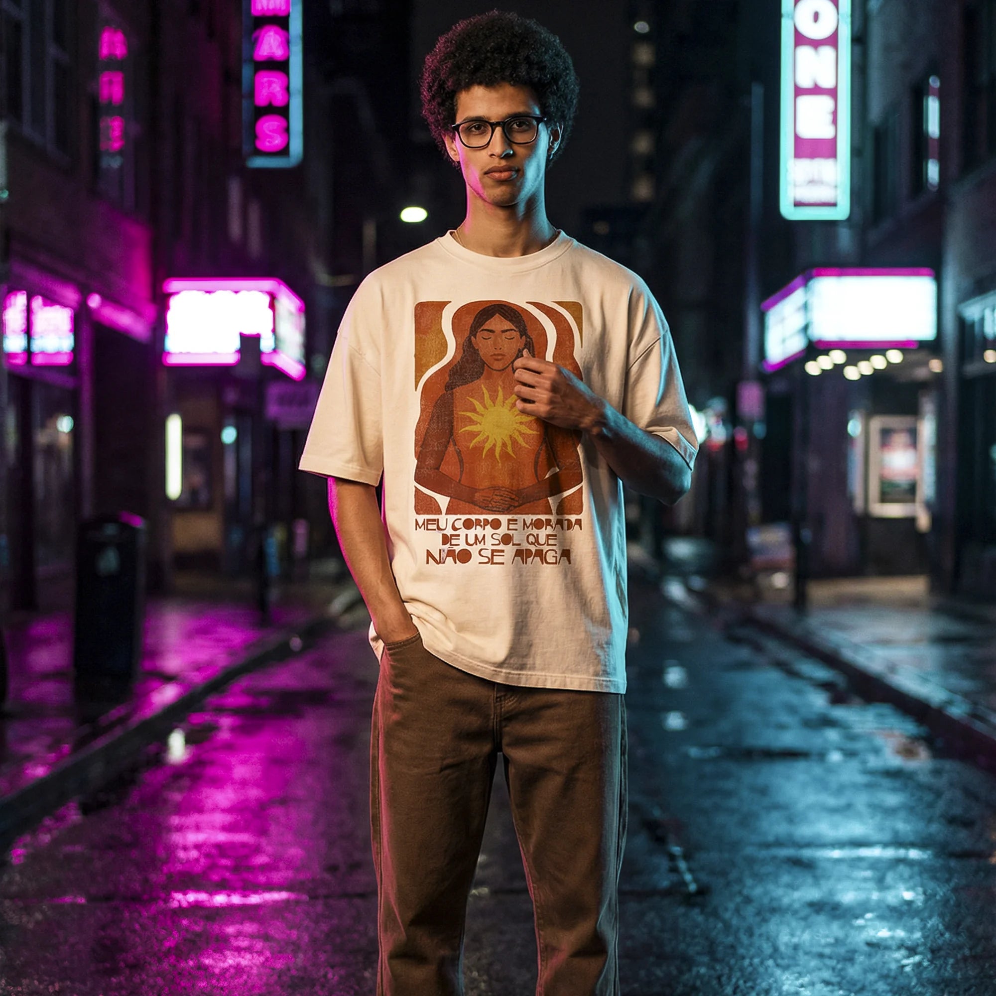 Camiseta Oversized MeuCorpo Masculina Off-White