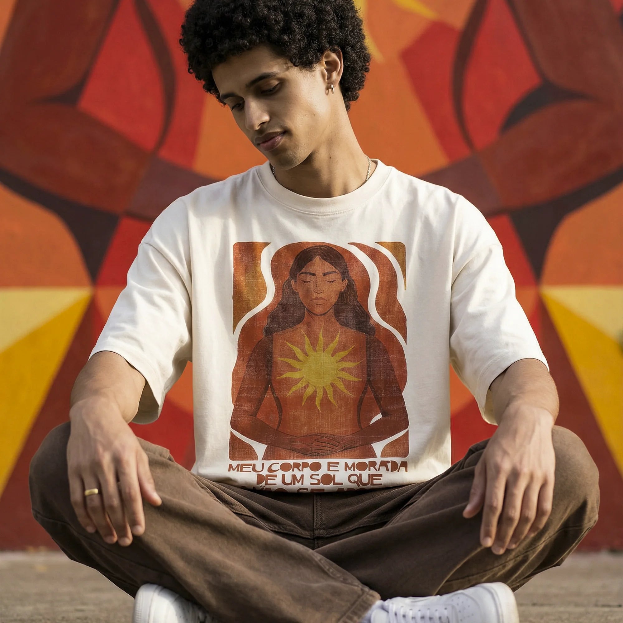 Camiseta Oversized MeuCorpo Masculina Off-White