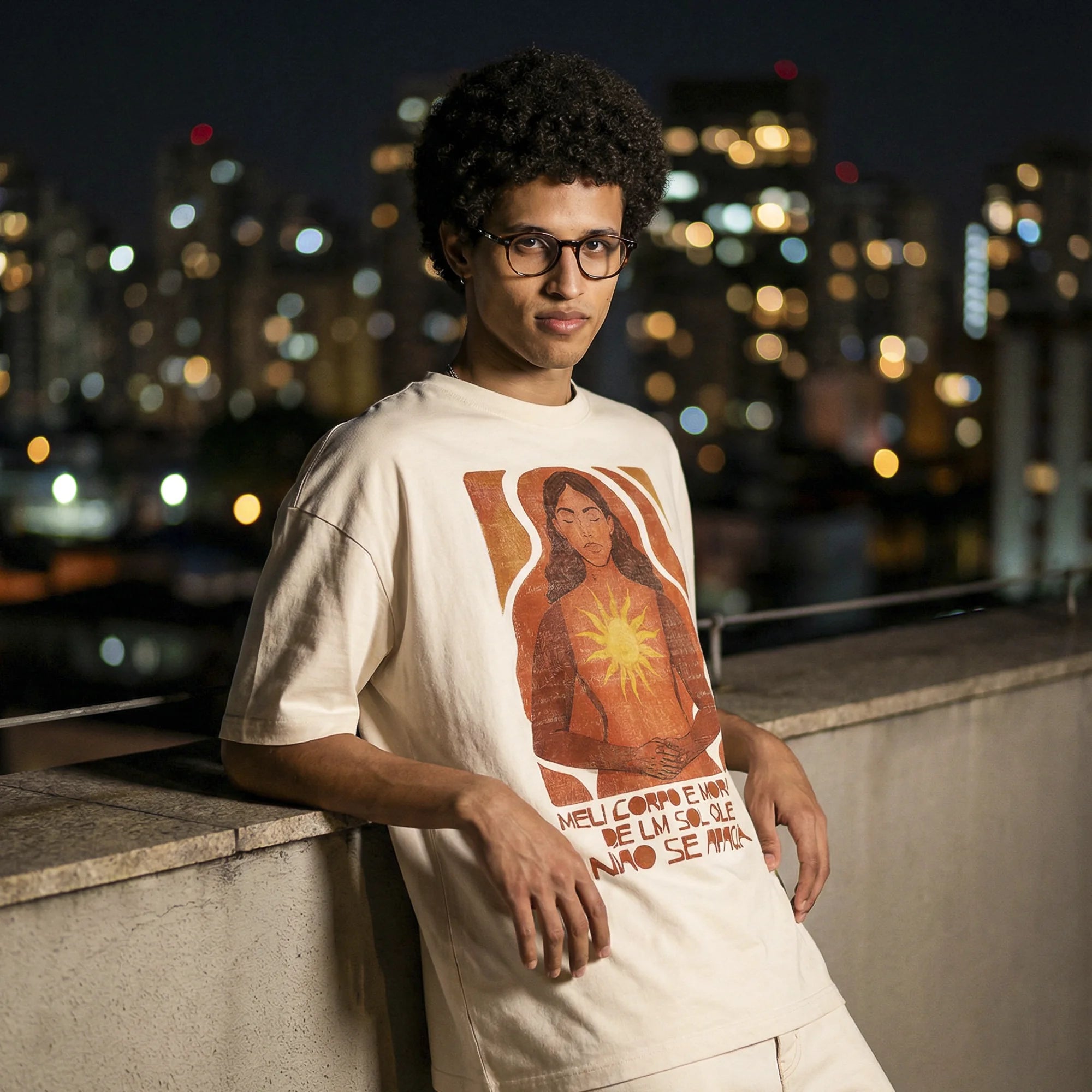 Camiseta Oversized MeuCorpo Masculina Off-White